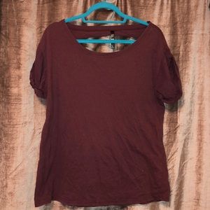 Maroon Back Cutout Shirt